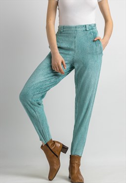 Corduroy Woman Vintage Waisted Skinny Trousers Size S 5970