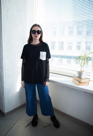 VINTAGE 90'S BLACK COTTON T-SHIRT