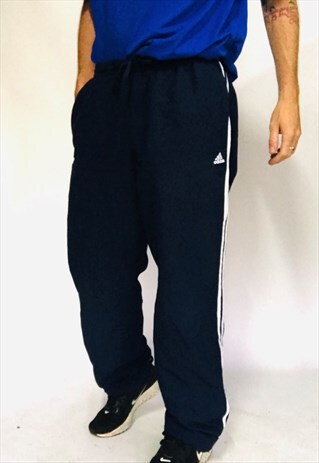 VINTAGE ADIDAS TRACKSUIT PANTS NAVY BLUE SPORTS JOGGERS M/L
