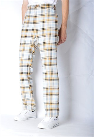 VINTAGE 80S UNISEX COLOURFUL CHECK PANTS