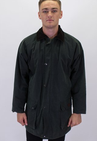 VINTAGE WAX JACKET IN GREEN XL
