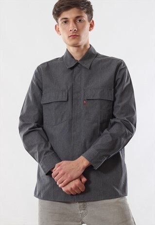 VINTAGE LEVIS STA PREST WORKWEAR 90S GREY LONG SLEEVE
