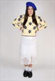 VINTAGE ARGYLE SWEATER (S) VINTAGE PASTEL JUMPER GOLF PREP