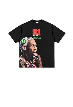 Black Dennis Rodman Graphic Cotton fans T shirt tee