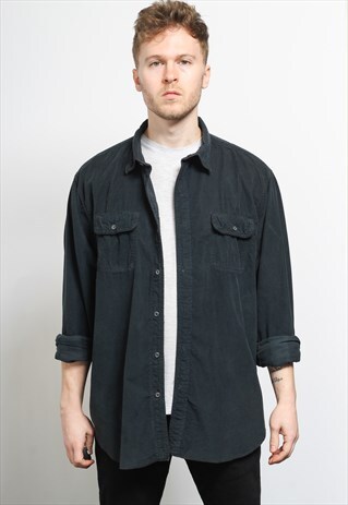 VINTAGE CORDUROY CORD SHIRT BLUE
