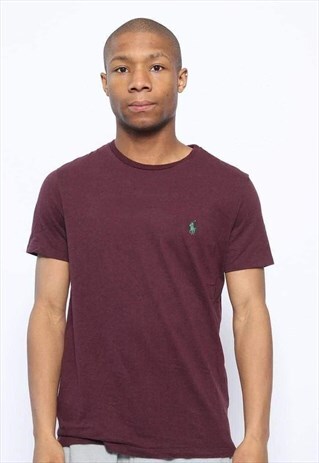 VINTAGE POLO RALPH LAUREN LOGO T-SHIRT MAROON