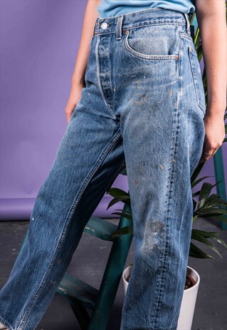 VINTAGE LEVI'S 501 BLUE PAINT MOM JEANS