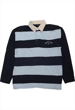 Vintage 90's Essentials Polo Shirt Striped Quater Button