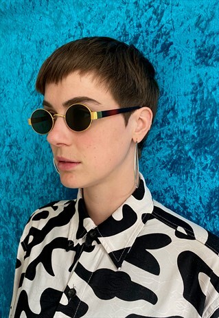 OVAL 90'S STYLE SUNGLASSES - CLASSIC BLACK