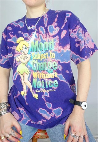 VINTAGE BLEACHED 90S DISNEY TIE DYE TOP GLITTER 00S Y2K