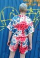 PAISLEY BASKETBALL SHORTS HANDMADE BANDANA OVERALLS RED