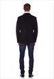 MENS VELVET TRIM WOOL BLEND BLAZER (BLACK)