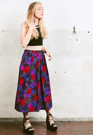 VINTAGE 90S FLORAL MIDI PLEATED SKIRT