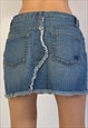 00S GUESS FLORAL PRINT DISTRESSED LOW RISE DENIM MINI SKIRT