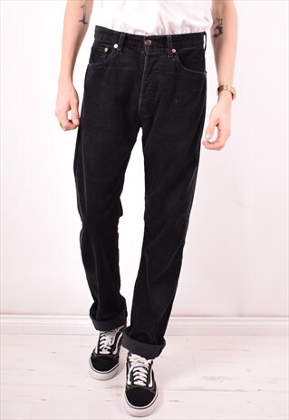 LEVI'S 551 MENS VINTAGE CORDUROY JEANS W32 L36 BLACK 90S