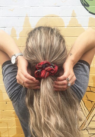 RED TARTAN SCRUNCHIE