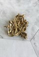 50S COILED SERPENT SNAKE BROOCH PIN VINTAGE JEWELLERY 