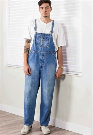 VINTAGE DENIM OVERALL DUNGAREES LOGO 90S X 29.5