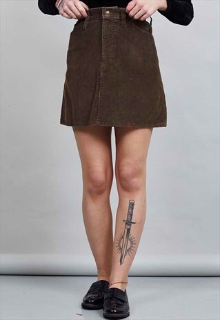 VINTAGE 80'S HIGH WAISTED CORDUROY A- LINE MINI SKIRT
