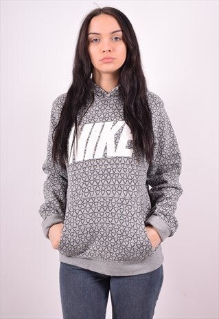 NIKE WOMENS VINTAGE HOODIE JUMPER MEDIUM GREY 90'S