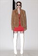 90's Vintage slim fit suede blazer jacket in camel brown
