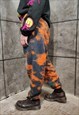 TIE-DYE FLEECE JOGGERS HANDMADE GRADIENT 70S OVERALLS ORANGE