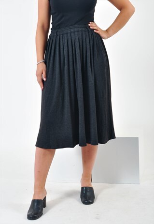 VINTAGE 80'S MIDI SKIRT IN DARK GREY