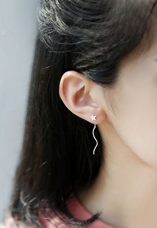 STERLING SILVER STAR EARRINGS EAR WIRE