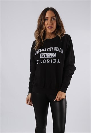 VINTAGE SWEATSHIRT JUMPER USA PANAMA BEACH PRINT 8-10 (CCS)