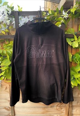 Vintage animal Y2K black 1/4 zip fleece medium 