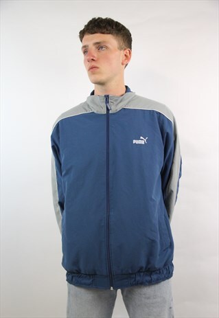 VINTAGE PUMA BLUE ZIP-UP SPORTS JACKET