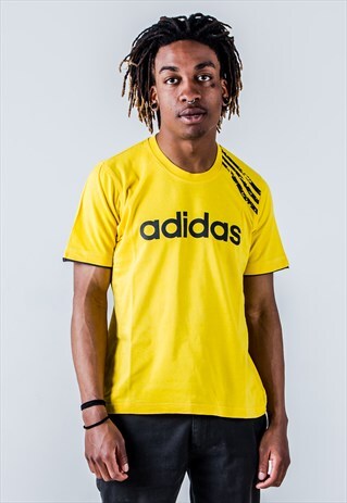 VINTAGE Y2K ADIDAS T-SHIRT IN YELLOW AND BLACK