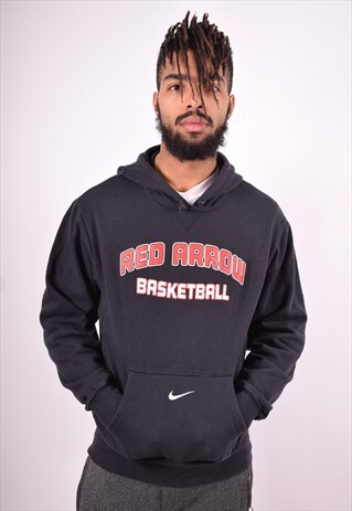 NIKE MENS VINTAGE HOODIE JUMPER MEDIUM BLACK 90'S