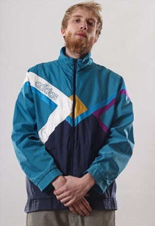 VINTAGE MEN ADIDAS TEAM SOCCER WINDBREAKER TRACK SUIT JACKET
