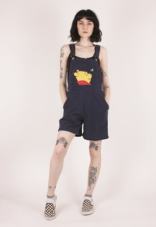 VINTAGE DISNEY WINNIE THE POOH BLUE SHORT DUNGAREES /MM3878