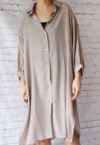 OVERSIZE SHIRT DRESS WITH BALLOON SLEEVES- BLUE