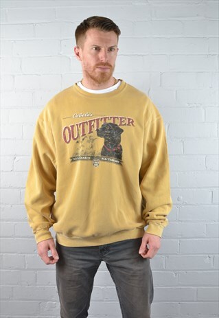 VINTAGE BEIGE "CABELAS OUTFITTER" PRINTED SWEATSHIRT