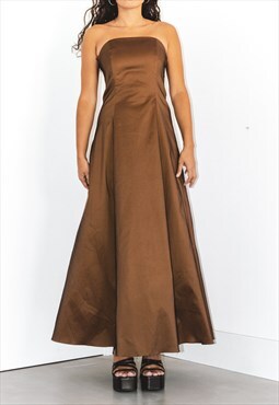 Vintage Iridescent Brown 90s minimalist prom dress