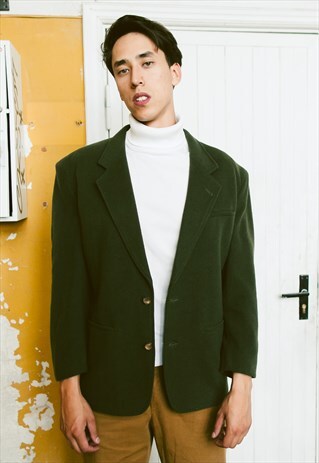 VINTAGE MINIMALIST GREEN WOOL JACKET BLAZER