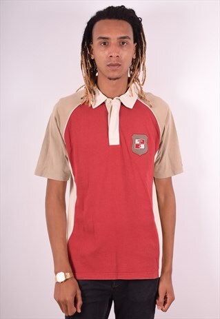 TIMBERLAND MENS VINTAGE POLO SHIRT LARGE RED 90S