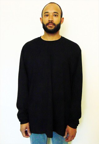 90S OVERSIZE MINIMALIST SPORTSWEAR BLACK LONG SLEEVE TEE XXL