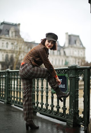 BROWN CHECK GROOVY TROUSERS
