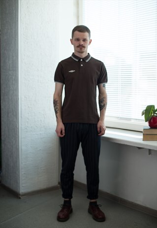 VINTAGE 90'S BROWN SHORT SLEEVED POLO SHIRT