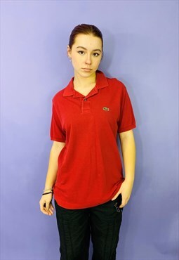Vintage 90s Lacoste Embroidered Red Polo Shirt