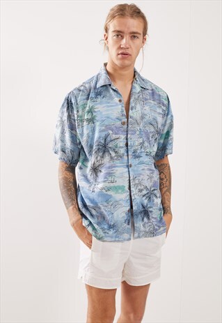 VINTAGE HAWAIIAN PATTERNED FESTIVAL SHORT SLEEVE SHIRT