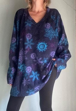 Vintage Patterned Fleece Jumper