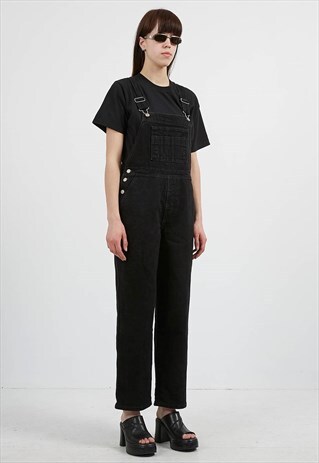 VINTAGE BLACK LONDON JEAN DENIM JUMPSUIT DUNGAREES