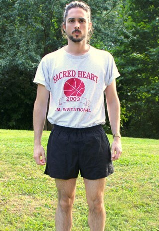 VINTAGE 80S SPORTS SHORTS GYM - LARGE/D7 - BLACK - FESTIVAL