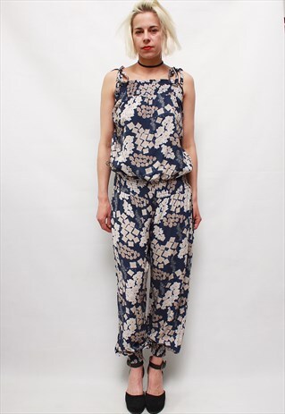 VINTAGE 90' BEAUTIFUL AMAZING NAVY BLUE JUMPSUIT