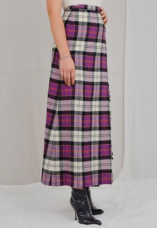THE TARTAN GIFT SHOP SKIRT VINTAGE WRAP SCOTTISH CHECKERED S